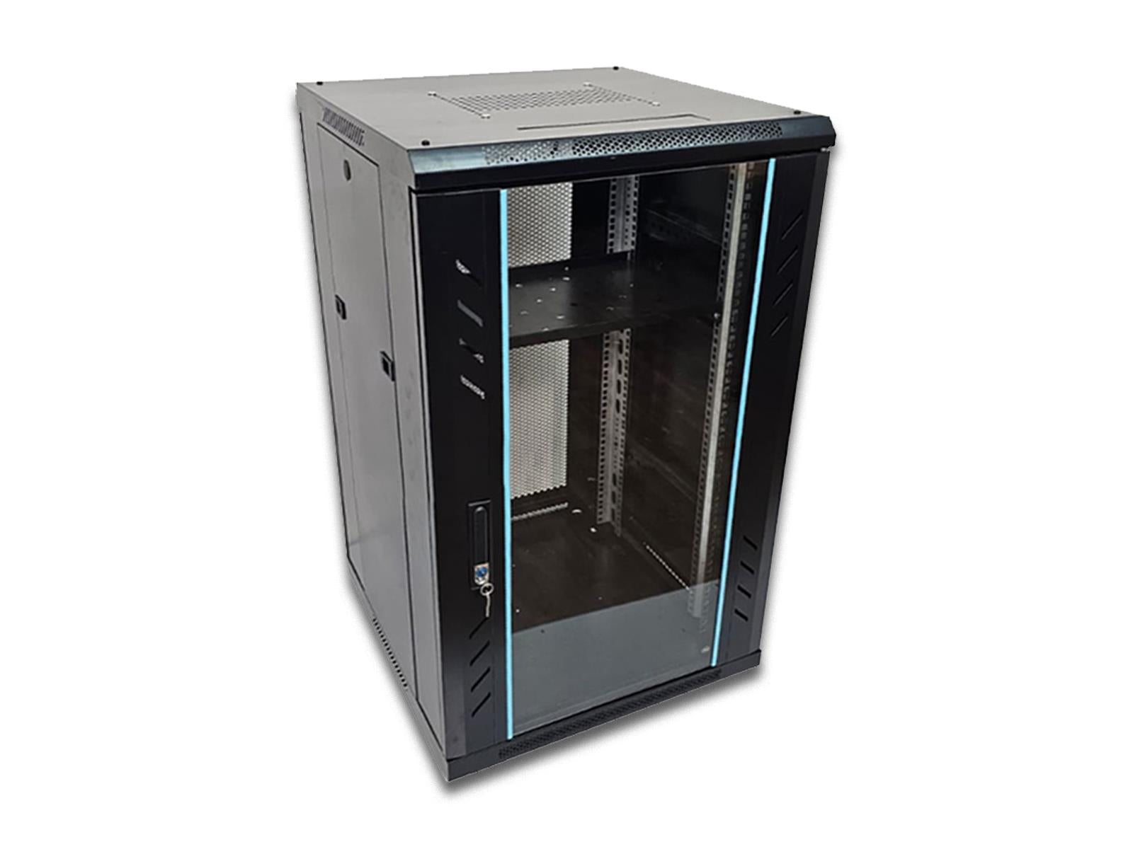20U Network Cabinet - Lockable 19" Server Rack with Shelf, Castors & Glass Door | 600mm Deep