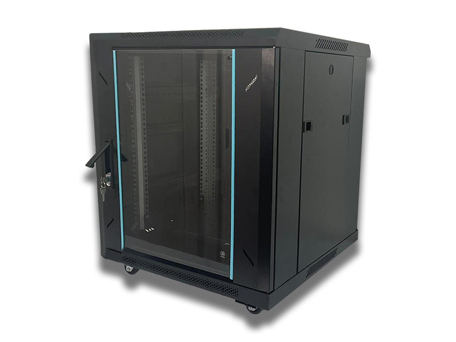 12U Comms Cabinet - 19" Floor Standing Data Rack with Fan, Shelf & Lock | 600mm Deep Server Cabinet