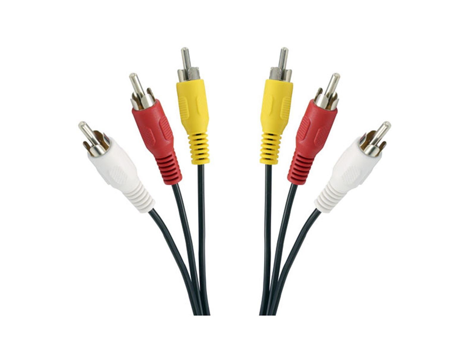3m RCA Audio Cable Connections Red, White Male RCA to RCA / Phono Terminations