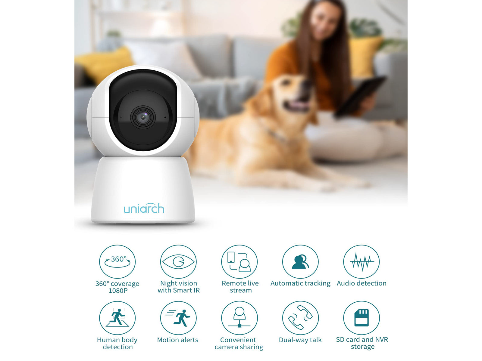Uniarch Uho-S2 Smart Camera ( 2mp, 10m IR, Pan / Tilt. Speaker & Mic )