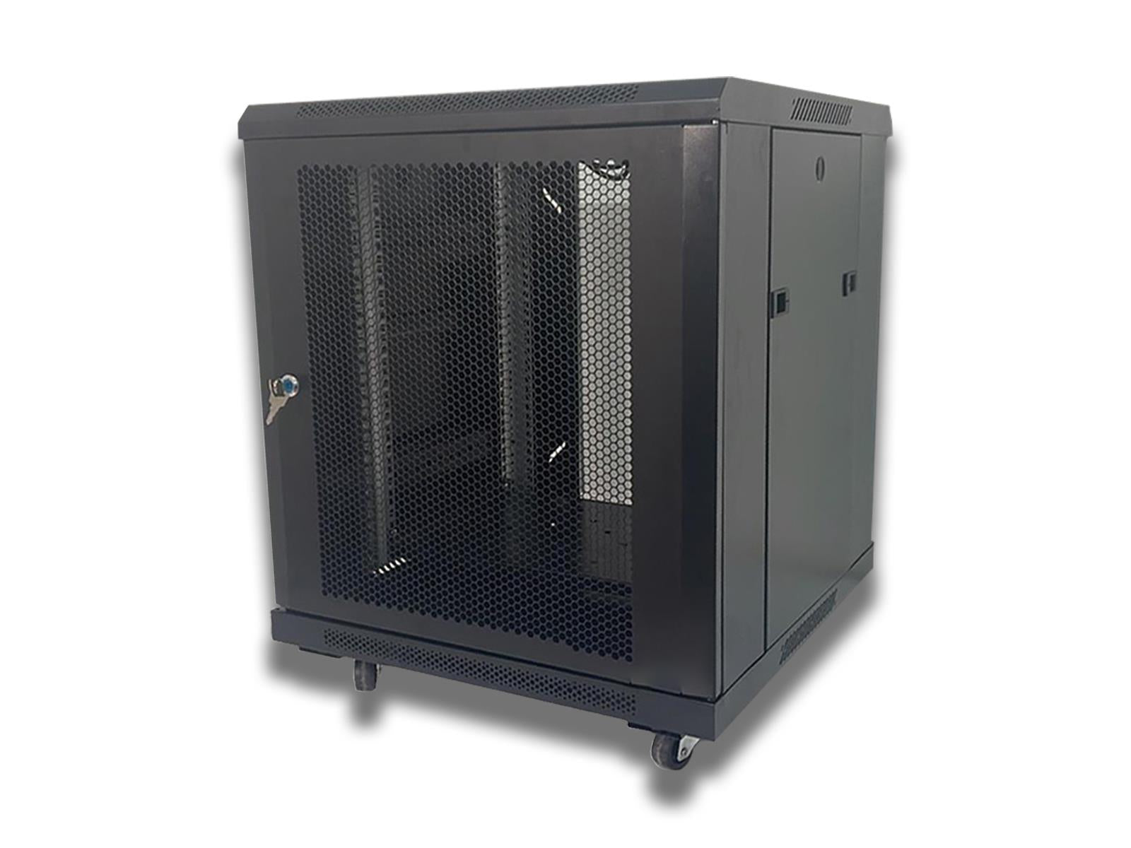 12U Comms Cabinet - 19" Floor Standing Data Rack with Fan, Shelf & Lock | 600mm Deep Server Cabinet