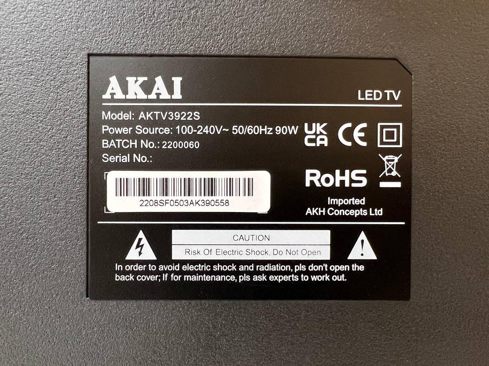 AKAI 39-inch Smart TV |AKTV3922S|